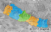 Political Map of Nepal, desaturated