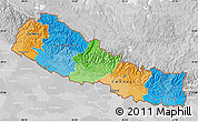 Political Map of Nepal, lighten, desaturated