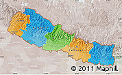 Political Map of Nepal, lighten, semi-desaturated