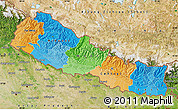 Political Map of Nepal, satellite outside