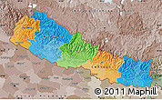Political Map of Nepal, semi-desaturated