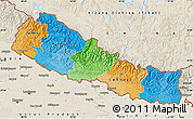 Political Map of Nepal, shaded relief outside