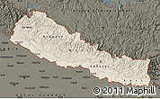 Shaded Relief Map of Nepal, darken