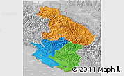 Political 3D Map of Midwest, lighten, desaturated