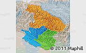 Political 3D Map of Midwest, lighten, semi-desaturated