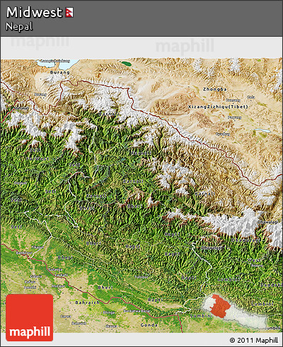 Satellite 3D Map of Midwest