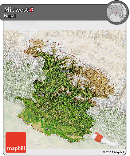 Satellite 3D Map of Midwest, lighten