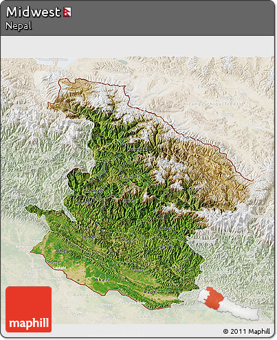 Satellite 3D Map of Midwest, lighten