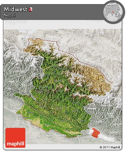 Satellite 3D Map of Midwest, lighten, semi-desaturated