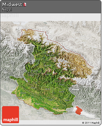 Satellite 3D Map of Midwest, lighten, semi-desaturated