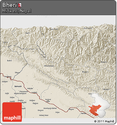 Shaded Relief 3D Map of Bheri