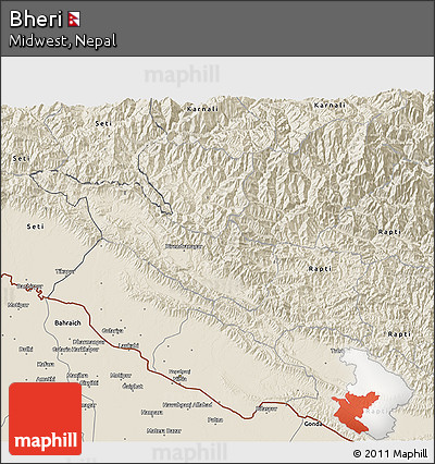 Shaded Relief 3D Map of Bheri