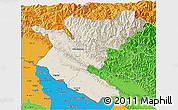 Shaded Relief 3D Map of Bheri, political outside