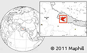 Blank Location Map of Bheri, highlighted country