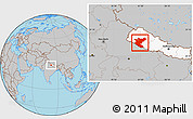 Gray Location Map of Bheri, highlighted country