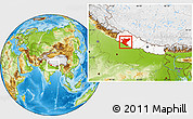 Physical Location Map of Bheri, highlighted country, within the entire country