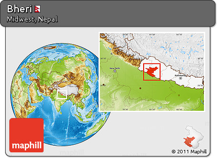 Physical Location Map of Bheri, highlighted country