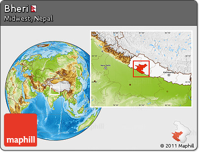 Physical Location Map of Bheri, highlighted country