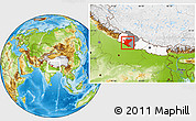 Physical Location Map of Bheri, highlighted country, highlighted parent region, within the entire country