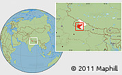 Savanna Style Location Map of Bheri, highlighted parent region, within the entire country