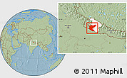 Savanna Style Location Map of Bheri, highlighted parent region, hill shading