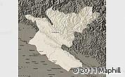 Shaded Relief Map of Bheri, darken