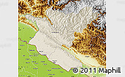 Shaded Relief Map of Bheri, physical outside