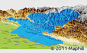 Political Panoramic Map of Bheri, physical outside