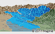 Political Panoramic Map of Bheri, semi-desaturated