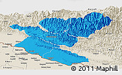 Political Panoramic Map of Bheri, shaded relief outside