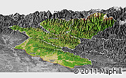 Satellite Panoramic Map of Bheri, desaturated