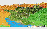Satellite Panoramic Map of Bheri, political outside