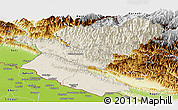 Shaded Relief Panoramic Map of Bheri, physical outside