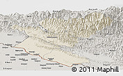 Shaded Relief Panoramic Map of Bheri, semi-desaturated
