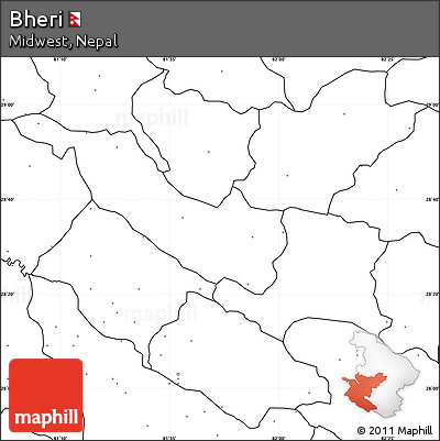 Blank Simple Map of Bheri, no labels