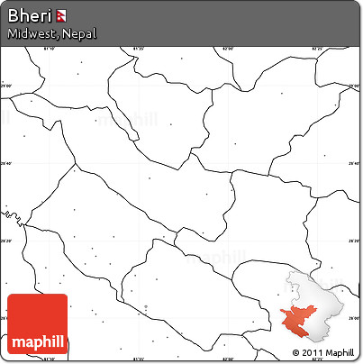 Blank Simple Map of Bheri, no labels