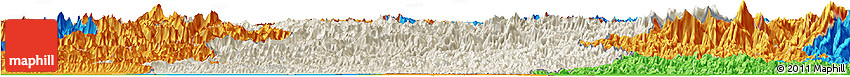 Shaded Relief Horizon Map of Midwest, political outside