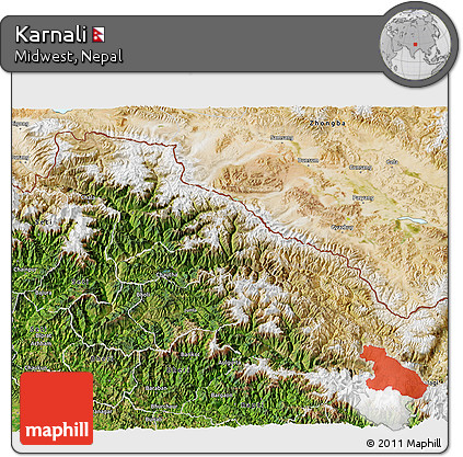 Satellite 3D Map of Karnali