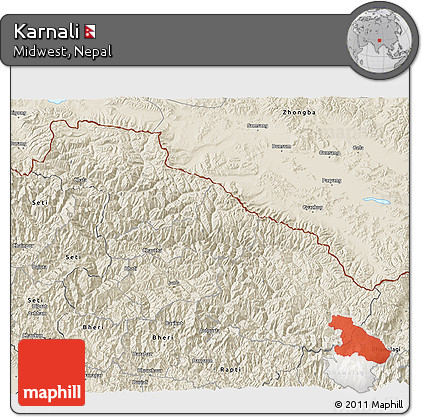 Shaded Relief 3D Map of Karnali