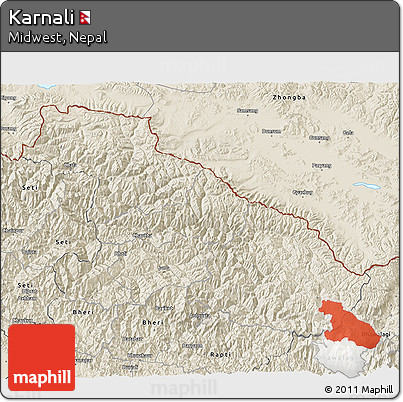 Shaded Relief 3D Map of Karnali
