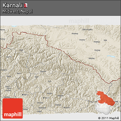 Shaded Relief 3D Map of Karnali