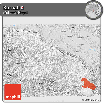 Silver Style 3D Map of Karnali