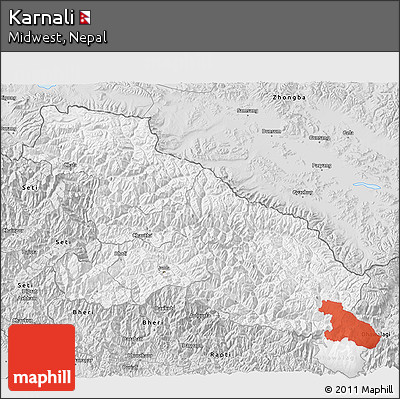 Silver Style 3D Map of Karnali