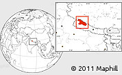 Blank Location Map of Karnali, within the entire country