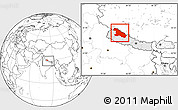 Blank Location Map of Karnali, highlighted country, within the entire country