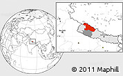 Blank Location Map of Karnali, highlighted country, highlighted parent region