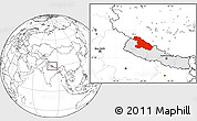 Blank Location Map of Karnali, highlighted country