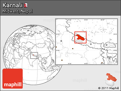 Blank Location Map of Karnali, highlighted parent region, within the entire country