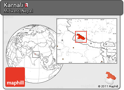 Blank Location Map of Karnali, highlighted parent region, within the entire country