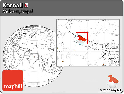 Blank Location Map of Karnali, highlighted parent region, within the entire country